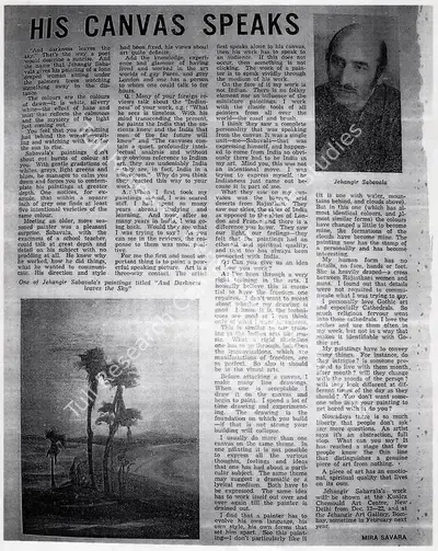 Mira Savara (Writer), His canvas speaks, Newspaper Clipping
