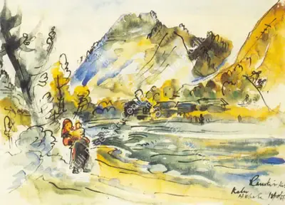 Ramkinkar Baij (Artist), Landscape, 1946, Painting