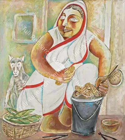 Paritosh Sen (Artist), Woman Selling Corn, 2004, Painting