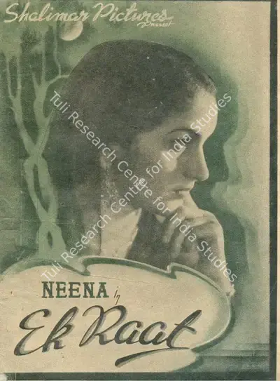 W.Z. Ahmed (Director), Ek Raat, 1942, Cyclostyled Lyrics Leaflet