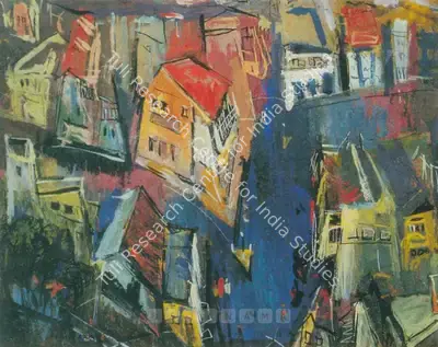 S.H. Raza (Artist), Landscape, 1948, Painting