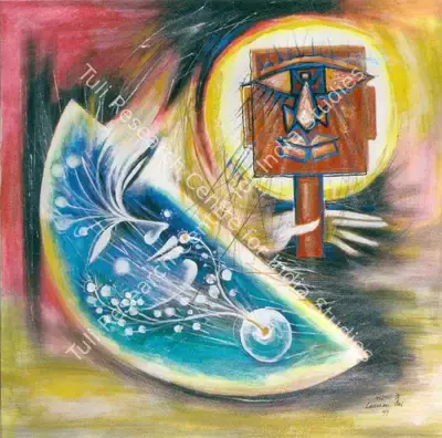 Laxman Pai (Artist), Sun and Moon, 1997, Painting