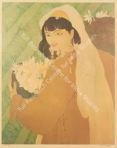 M.A.R. Chughtai (Artist), Lily Girl, Painting