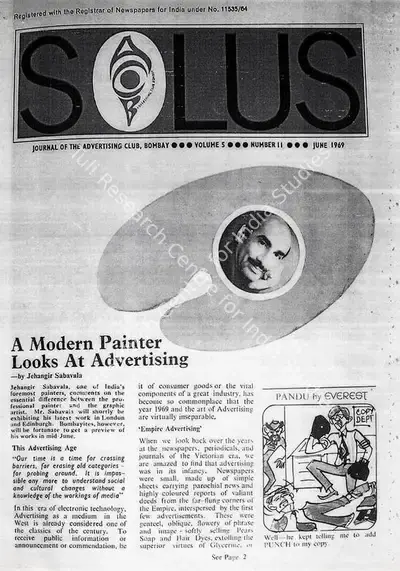 Jehangir Sabavala (Writer), A Modern painter looks at advertising, 1969, Newspaper Clipping