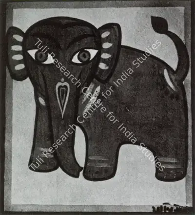 Jamini Roy (Artist), Elephant, Painting