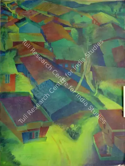 Nabibaksh Mansoori (Artist), Village Scape, Painting