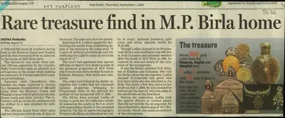 Deepak Prahladka (Reporter), Rare Treasure Find in M.P.Birla Home, 2005, Newspaper Clipping
