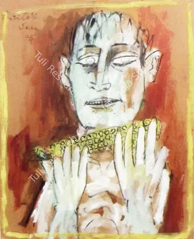 Paritosh Sen (Artist), Blind boy eating Bhutta, Painting