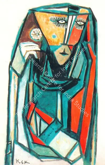 K.S. Kulkarni (Artist), Bride, 1982, Painting