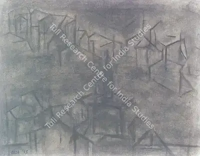 S.H. Raza (Artist), Untitled, 1953, Drawing