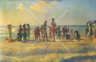 J.P. Gangooly (Artist), Dawn on Puri Beach, 1919, Painting