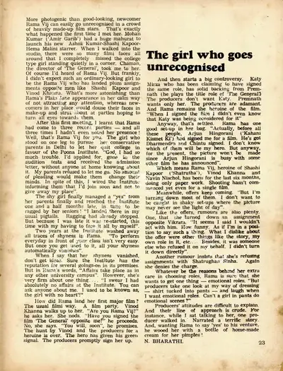 N. Bharathi (Interviewer), The Girl who goes unrecognised, 1975, Conversation