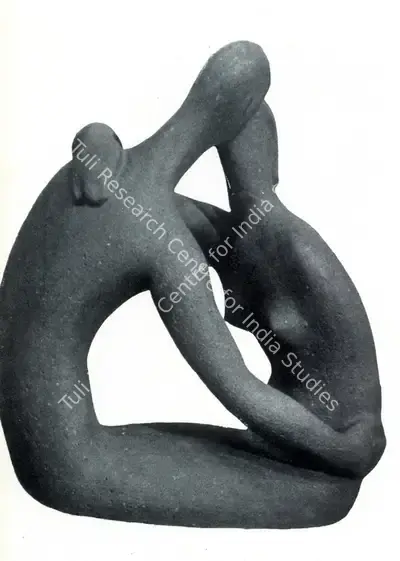 Chintamoni Kar (Artist), The Kiss, 1961, Sculpture