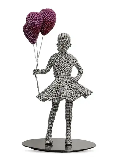 Valay Shende (Artist), Girl with Balloons, Sculpture