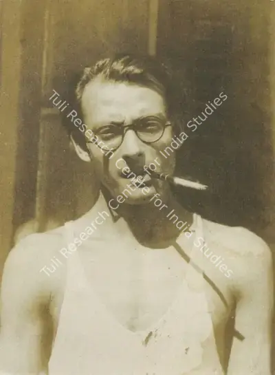 Unknown (Photographer), Chittaprosad, posing for a portrait in a torn vest, Contemporary Photograph