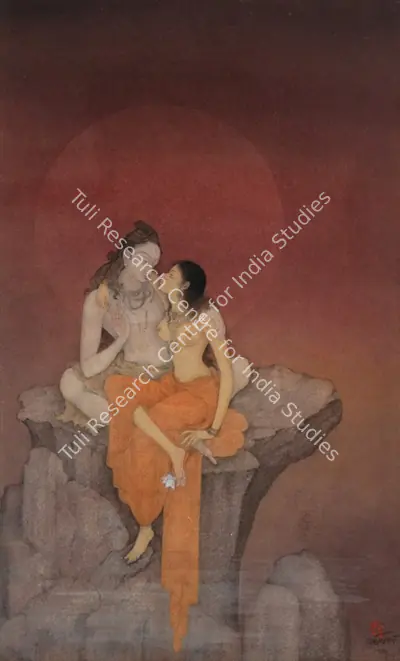 Kalipada Ghoshal (Artist), Shiva and Parvati, 1938, Painting