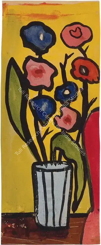 F.N. Souza (Artist), Untitled (Flowers in Vase), 1946, Painting