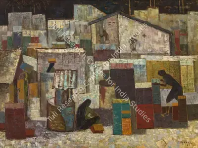 K.K. Hebbar (Artist), Tile Factory, 1959, Painting