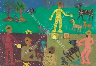 Madhavi Parekh (Artist), Moonlight In My Village, 1988, Painting