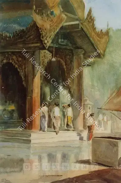 Bhavani Charan Law (Artist), Temple Scene, Painting
