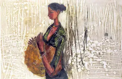 B. Prabha (Artist), Woman with Basket, 1964, Painting