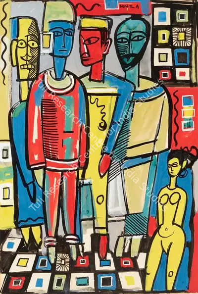 F.N. Souza (Artist), Untitled (Figures), 1950, Painting