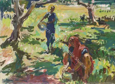 Walter Langhammer (Artist), Untitled (Village Scene), 1941, Painting