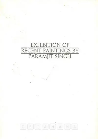 Paramjit Singh (Artist), Paramjit Singh, 1987, Solo Exhibition Invitation