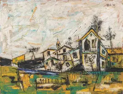 S.H. Raza (Artist), Untitled, 1956, Painting