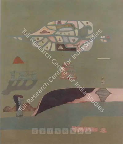 Barwe, Prabhakar (Artist). Ancient River. Enamel, 1982 | Painting | FineArts | 00599670
