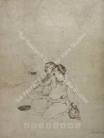 Nandalal Bose (Artist), Jagai Madhai, 1931, Graphic Art