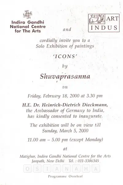 Shuvaprassana (Artist), Shuvaprasanna, 2000, Solo Exhibition Invitation
