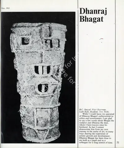 B.C. Sanyal (Text by), Dhanraj Bhagat, 1979, Essay
