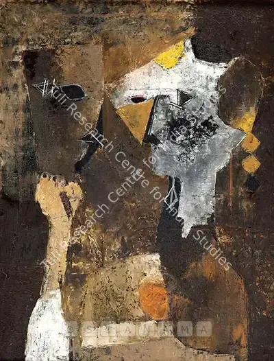 V.S. Gaitonde (Artist), Two Faces, 1956, Painting