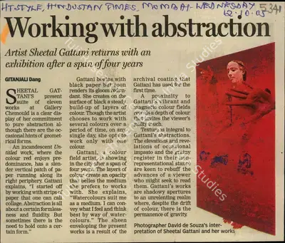 Gitanjali Dang (Reporter), Working with Abstraction, 2005, Newspaper Clipping