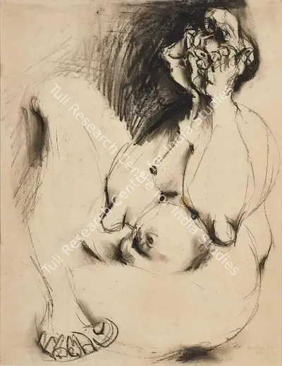 Paritosh Sen (Artist), Lady, 1969, Drawing