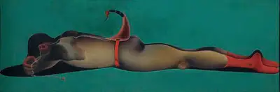 Surendran Nair (Artist), Dangerous Delusions - The Scorpion Act: An Actor Resting In-between the Performance of an Imaginary Play (Cuckoonebulopolis), 1999, Painting