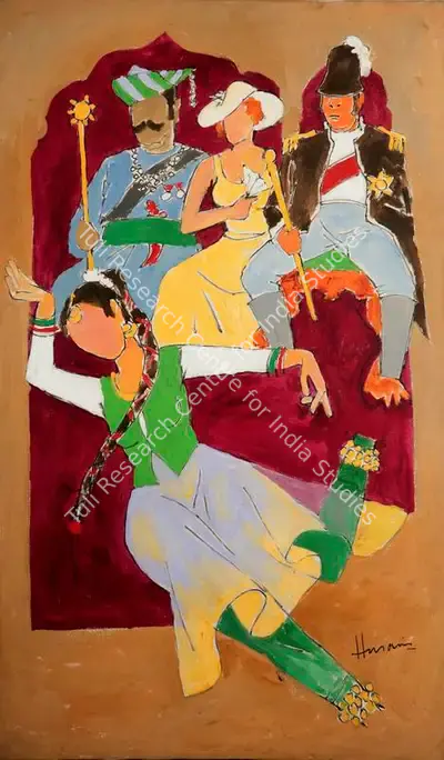 M.F. Husain (Artist), Untitled (Kathak Dance Performance at the Maharaja Darbar), 1989, Painting