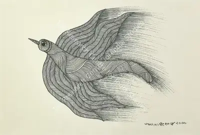 Jangarh Singh Shyam (Artist), Bird, 2000, Drawing