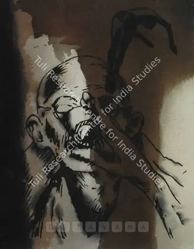 Atul Dodiya (Artist), Bapu Breaking His Fast, 1997, Painting