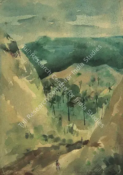 N.S. Bendre (Artist), Landscape, 1949, Painting