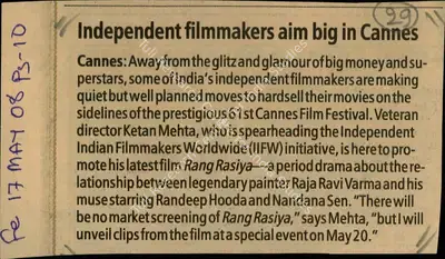 Independent Filmmakers Aim Big at Cannes, 2008, Newspaper Clipping