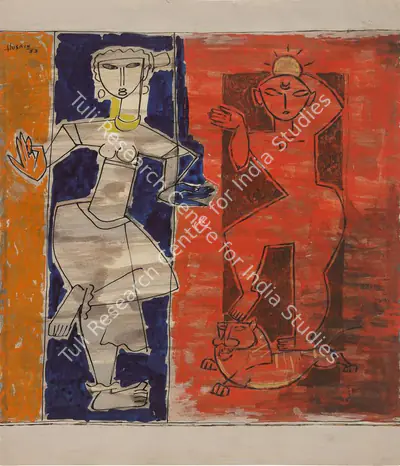 M.F. Husain (Artist), Untitled (Shiva-Parvati), 1953, Painting