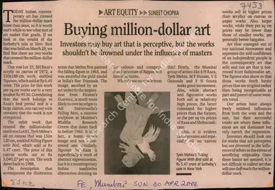 Suneet Chopra (Reporter), Buying Million-Dollar art, 2006, Newspaper Clipping
