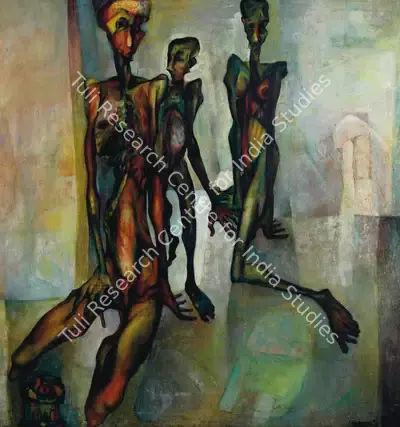 Bikash Bhattacharjee (Artist), Untitled (Family), 1967, Painting