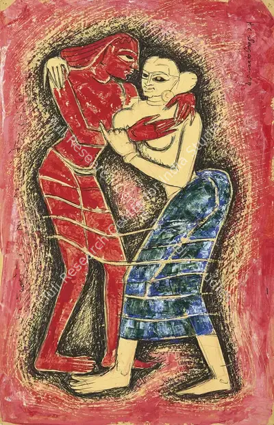 Piraji Sagara (Artist), Untitled(Couple), 1959, Painting