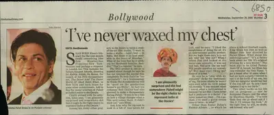 Udita Jhunjhunwala (Reporter), I've never waxed my chest, 2005, Newspaper Clipping