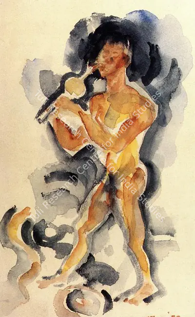 K.G. Subramanyan (Artist), Snake Charmer, 1949, Painting