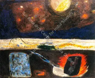 K.K. Hebbar (Artist), Across The Jamuna, 1968, Painting