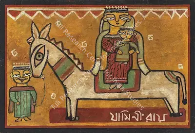 Jamini Roy (Artist), Flight Into Egypt, 1949, Painting